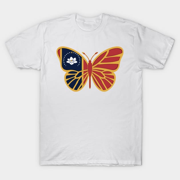 State of Mississippi Flag Butterfly T-Shirt by Gsallicat